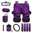 thumbnail image 1 of Renewold Bat Violet Black Car Seat Cover Covers with Steering Wheel Seat Belt Strap Pad Trash Bag Phone Holder Rearview Mirror Accessories Cup Holder Key Chain Halloween Auto Decor, 15 Pack, 1 of 7