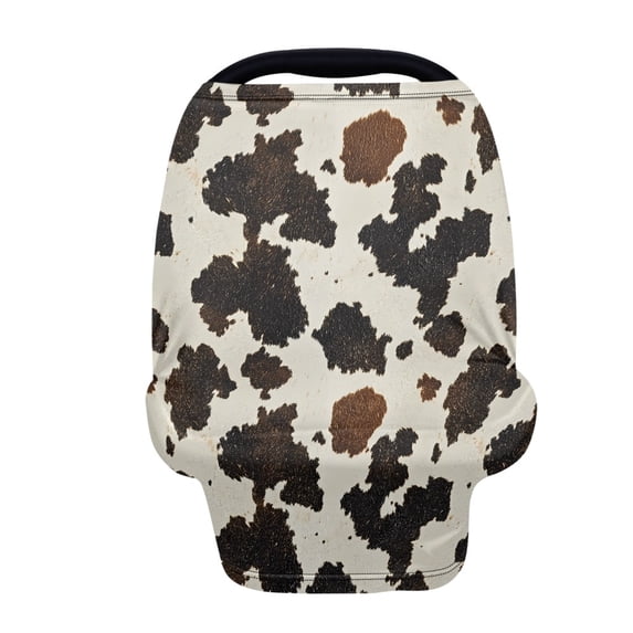 Renewold Beige Brown Cow Print Baby Car Seat Covers Car Seat Canopy for Babies Boys Girls, Multi-use Nursing Breastfeeding Covers Nursing Scarf