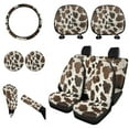 thumbnail image 1 of Renewold Black Brown Cow Print Car Seat Cover 11 Pieces Full Set with Auto Steering Wheel Cover Car Coasters Shift Knob Handbrake Protector Auto Headrest Cover Auto Accessories Universal Fits, 1 of 7