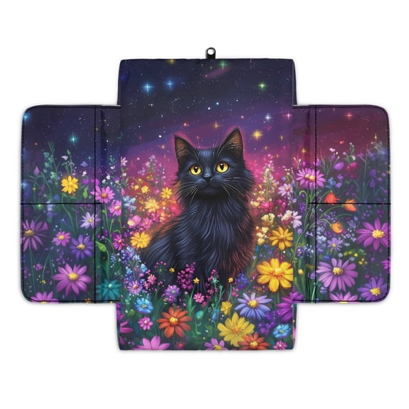 Renewold Black Cat Floral Galaxy Auto Center Console Cover Non-slip Soft Armrest Storage Box Mat Scratch Resistant Middle Console Cover Arm Rest Pad Car Interior Decor Accessories