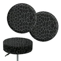 Renewold Black Leopard Print Seat Cover for Round Bar Stool, 2 Pack Fashion Non-Slip 12-14 Inch Bar Stool Slipcover Vanity Seat Stool Slipcovers