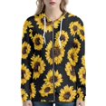 thumbnail image 1 of Renewold Black Zip Up Hoodies for Women Size 2XL Golden Sunflowers Print Jacket Premium Fabric Soft Wrinkle-Resistant Tops Casual Fall Sweatshirts with Pocket, 1 of 5