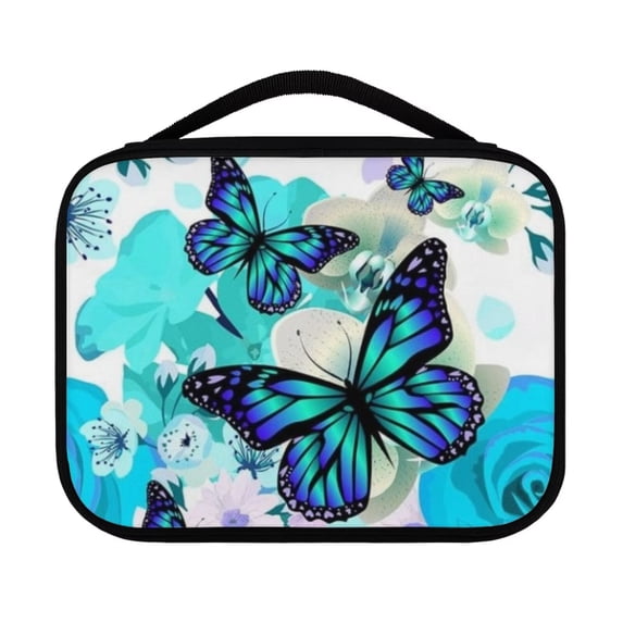 Renewold Blue Butterfly Bible Bag Tote Purse for Standard Size Bible Fashion Bible Book Carrying Bag Large Capacity Women Girls Church Protective Bag