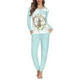 thumbnail image 1 of Renewold Blue Sleepwear for Women Pajama Set 2-Pack Rabbit Flower Nightwear Size S Fall Winter PJ Sweatpants with Two Big Pockets Softest Easter Sleep Sets, 1 of 4