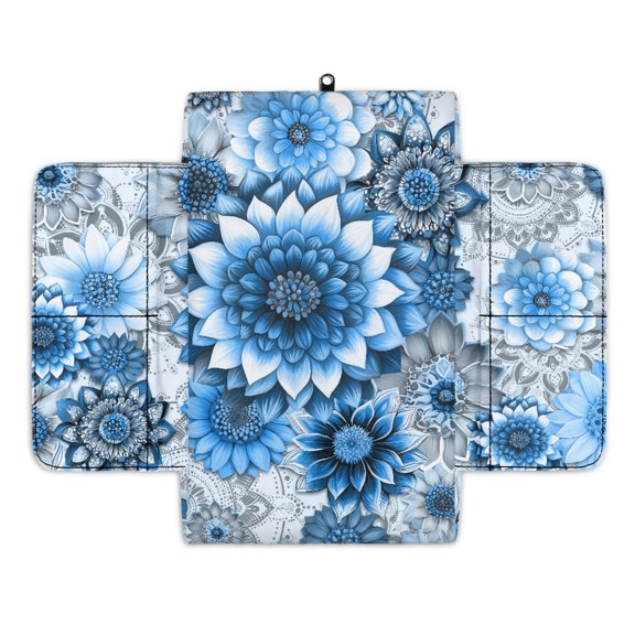 Renewold Bohemian Flower Blue Auto Center Console Cover Non-slip Soft Armrest Storage Box Mat Scratch Resistant Middle Console Cover Arm Rest Pad Car Interior Decor Accessories