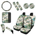 thumbnail image 1 of Renewold Bohemian Flower Butterfly Blue 12 Pieces Car Seat Cover Steering Wheel Cover, Seat Belt Strap Wrap Cover Armrest Pad Handbrake Cover Gear Shift Cover Truck Vans Sedans Cup Holder Coasters, 1 of 7