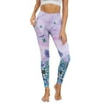 thumbnail image 1 of Renewold Bohemian Flower Marble Violet Yoga Leggings for Women with Pockets Elastic Trendy Exercise Yoga Pants High Waisted Full Length Graphic Pants for Running Sports Party, XS, 1 of 8