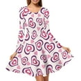 thumbnail image 1 of Renewold Breathable Flared Dress for Valentine's Day Gifts Purple Pink Hearts Long Sleeve A Line Twirly Skater Loose Casual/Party Dresses Size S Women Elegant Dress, 1 of 7