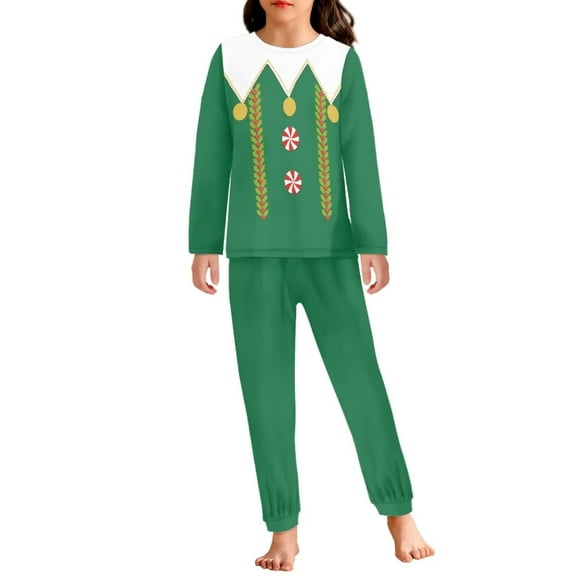Renewold Breathable Green Pj Clothing Pants Bottoms Set of 2 Christmas Elf Candy Canes Relaxed Home Life Long Sleeve Tee Pajamas Toodlers Skin Friendly Tops Sleepwear Size 5-6