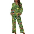 thumbnail image 1 of Renewold Breathable Nightwear Pullover Tops Christmas Bow Colorful Lights Button Pajama Set for Women 2pcs Snug-Fit Home Wear Nightgown Lounge Wear Size XS, 1 of 6