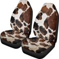 thumbnail image 1 of Renewold Brown Black Cow Print Car Seat Covers Front Set Only, Car Accessories Protector for SUV Truck Van Sedans Seats Washable, Easy to Install, 1 of 7