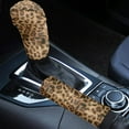 thumbnail image 1 of Renewold Brown Cheetah Print Auto Handbrake Cover Gear Shift Knob Cover Set Neoprene Car Interior Decor Accessories, 1 of 7
