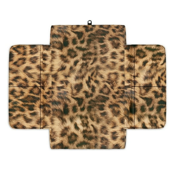 Renewold Brown Cheetah Print Car Center Console Cover Universal Armrest Box Protector Scratch Resistant Wear-Resistant Arm Rest Cover Pad with Pockets Storage Bag Vehicle Accessories