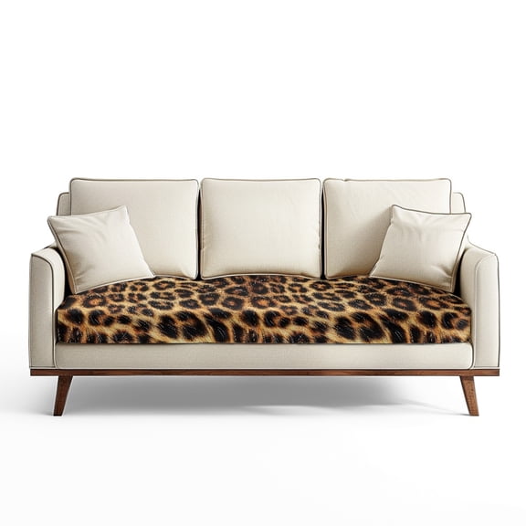 Renewold Brown Leopard Print Couch Seat Cover Sofa Seat Slipcover Replacement Stretch Furniture Protector Sofa Cover Sofa Slipcover for Kids, Pets, Machine Washable, L