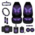 thumbnail image 1 of Renewold Butterfly Boho Mandala Flower Front Car Seat Cover Set with Steering Wheel Seat Belt Pads Center Console Pad Trash Bin Phone Holder Rearview Mirror Cover Cup Holder Key Chain, Pack of 12, 1 of 7
