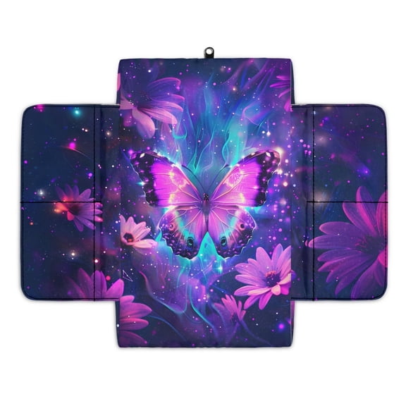 Renewold Butterfly Daisy Galaxy Car Center Console Cover Comfortable Armrest Box Mat Hand Rest Pillow for Car Seat Organizer Arm Rest Cushion Protective Cover Car Interior Decor