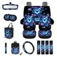 thumbnail image 1 of Renewold Butterfly Flower Car Seat Covers Front Rear Full Set with Steering Wheel Rearview Mirror Cover Seat Belt Pads Coasters Trash Bin Hanging Storage Bag Coasters Key Ring, 15 PCS, Blue Purple, 1 of 7