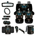 thumbnail image 1 of Renewold Butterfly Flower Moon Car Seat Cover Set 14 Pieces, with Steering Wheel Cover Seat Belt Cushion Pad Garbage Bag Rearview Mirror Cover Armrest Seat Box Cover Handbrake Cover Set Car Coasters, 1 of 7