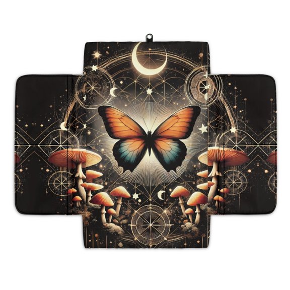 Renewold Butterfly Mushroom Moon Star Auto Center Console Armrest Cover Non-slip Soft Armrest Storage Box Mat Scratch Resistant Middle Console Mat Arm Rest Pad Car Interior Decor Accessories