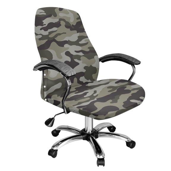 Renewold Camo Grey Green Office Chair Cover Universal Stretch Desk Chair Cover with Elastic Bottom Removable Office Computer Chair Cover for Armrest Chairs Home Office Decor, S