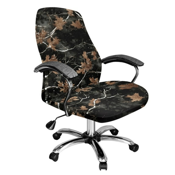 Renewold Camo Hunting Forest Black Home Office Chair Cover for Armrest Chairs Universal Stretchable Rotating Boss Chair Slipcover Chair Protector Cover for Office Chair, S