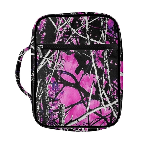 Renewold Camo Hunting Pink Bible Case Reusable with Zippered Pocket Handle for Teen Boys Girls Church Handbag Storybooks Prayer Diary