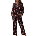 thumbnail image 1 of Renewold Candy Canes Stars Pajama Button Down Top 2 Pack Thermal Christmas Outfits Top & Pants with Pockets Matching Set Trendy Sleepwear for Women Size 4XL, 1 of 6