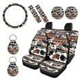 thumbnail image 1 of Renewold Car Accessories Full Set 11 PCS, Universal Car Seat Covers Steering Wheel Seat Belt Pad Cup Holder Key Chains Auto Accessories Fit for Most Vehicles, American Tribal Cow Print Brown Black, 1 of 7