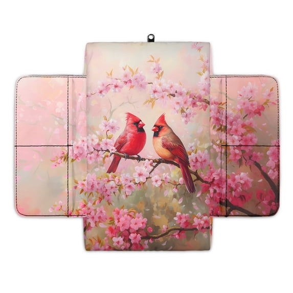 Renewold Car Center Console Pad Comfortable Armrest Box Protector Soft Hand Rest Pillow for Car Seat Organizer Arm Rest Cushion Protective Cover Auto Decor, North American Cardinal Peach Blossom