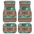 thumbnail image 1 of Renewold Car Floor Mats 4 Pack Universal Fit Front & Rear Rubber Auto Rugs Full Set, Car Interior Decoration for SUV Van Truck Sedan, Southwest American Tribal Leopard Print Teal Brown, 1 of 7