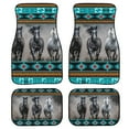 thumbnail image 1 of Renewold Car Floor Mats 4 Pack Universal Fit Front & Rear Rubber Auto Rugs Full Set, Car Interior Decoration for SUV Van Truck Sedan, Southwest American Tribal Horse Gray, 1 of 7