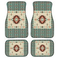 thumbnail image 1 of Renewold Car Floor Mats 4 Pack Universal Fit Front & Rear Rubber Auto Rugs Full Set, Car Interior Decoration for SUV Van Truck Sedan, Southwest American Tribal Teal Beige, 1 of 7