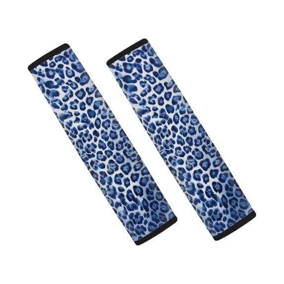 Renewold Car Seat Belt Pads for Men Women Non-Slip Car Seat Belt Shoulder Strap Cover Universal Fit Sedans SUV Truck, 2 Pack, Leopard Print Blue