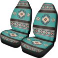 thumbnail image 1 of Renewold Car Seat Cover Front Set Only, Soft Breathable Front Car Seat Bottom Cover Protector Automobile Interior Accessories Decor, Southwest American Tribal Teal Pink, 1 of 7