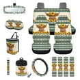 thumbnail image 1 of Renewold Car Seat Cover Set 15 PCS, with Steering Wheel Seat Belt Strap Rear View Mirror Cover Trash Can Cup Coaster Keychain Air Vent Storage Bag, American Tribal Highland Cow Sunflower Blue, 1 of 7