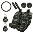 thumbnail image 1 of Renewold Car Seat Covers Full Set 11 PCS, Universal Auto Interior Accessories Steering Wheel Seat Belt Strap Covers Coasters Keyrings Fit Most Vehicles, Southwest American Tribal Black Blue, 1 of 7