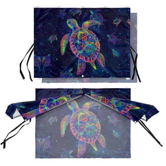 Renewold Car Window Shades Magnetic Car Privacy Curtains for Side Windows Privacy Block Sun Glare Cars Sunshade Privacy Protection Breathable Auto Accessories, Sea Turtle Star Print