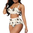 thumbnail image 1 of Renewold Casual Bathing Suits for Women 2 Piece Bikini Sets Chicken Summer Sporty Push Up Tankini Lightweight V-Neck Ruched Ruffle Swimming Suits Size M Travel Outdoor Outfits, 1 of 6