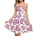 thumbnail image 1 of Renewold Casual Dress Shirts for Women Purple Pink Hearts Round Neck Pleated Swing Sundress Valentine's Day A Line Swing Tank Dresses with Pockets Size 2XL, 1 of 6