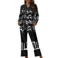 thumbnail image 1 of Renewold Casual Piano Notes Button Pajamas Set Women Loose Fitting Home Life Wear Cozy Up Nightwear 2 Pack Fall Spring Winter Outfits Tops Thermal PJ Pants Sleepwear Set Size S, 1 of 6