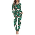 thumbnail image 1 of Renewold Casual Women Candy Canes Snowflake Pajama Sets of 2 Casual Christmas Loose Fitting O-neck Pullover Tops Pants Bottoms Tredny Home Relaxed Life Pjs Sleepwear Size 5XL, 1 of 4