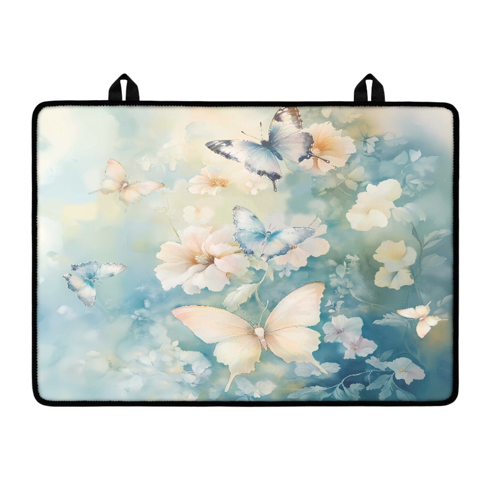 Renewold Ceramic Glass Stove Top Cover Stove Mat Stove Burner Cover Multipurpose Rubber Desk Saver Pad Washer Dryer Top Cover Range Cover for Counter Top, Butterfly Flower Blue