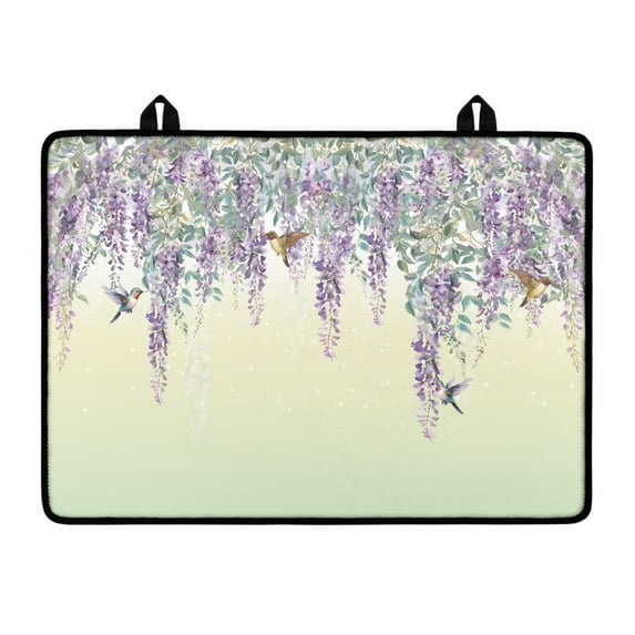 Renewold Ceramic Glass Stove Top Cover Stove Mat Stove Burner Cover Multipurpose Rubber Desk Saver Pad Washer Dryer Top Cover Range Cover for Counter Top, Hummingbird Wisteria Flower