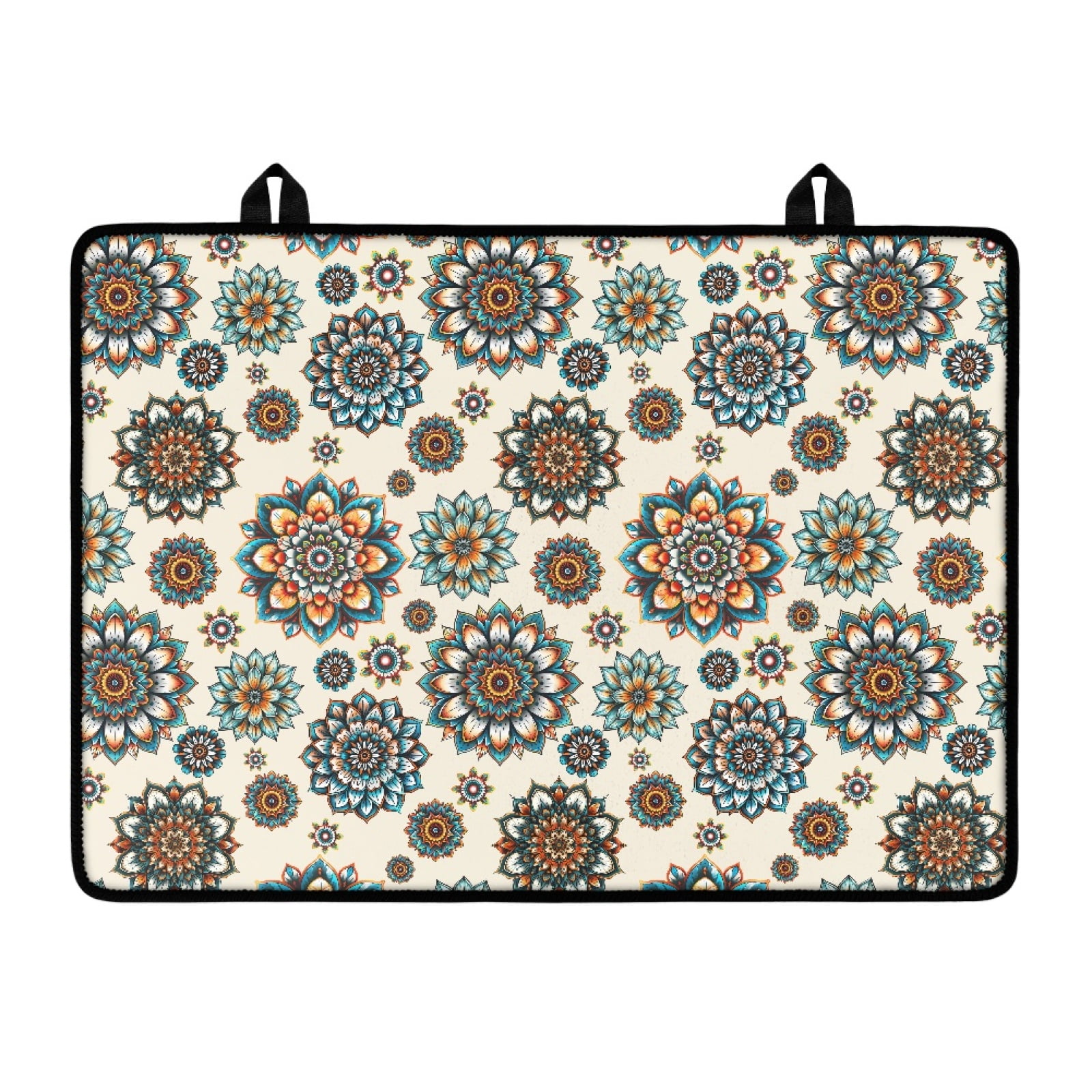 Renewold Ceramic Glass Stove Top Cover Stove Mat Stove Burner Cover Multipurpose Rubber Desk Saver Pad Washer Dryer Top Cover Range Cover for Counter Top, Bohemian Flower Beige