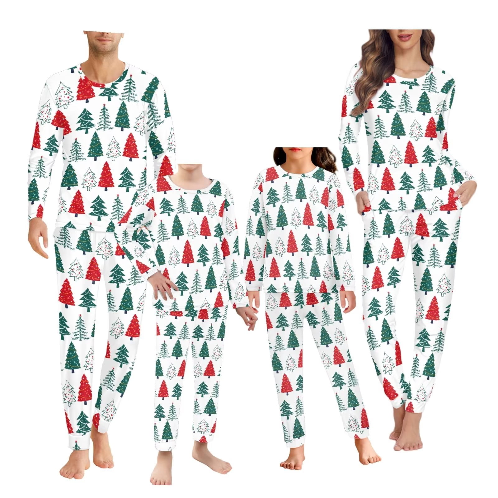 Renewold Christmas Family Pajamas Matching Sets Xmas Trees Long Sleeve ...