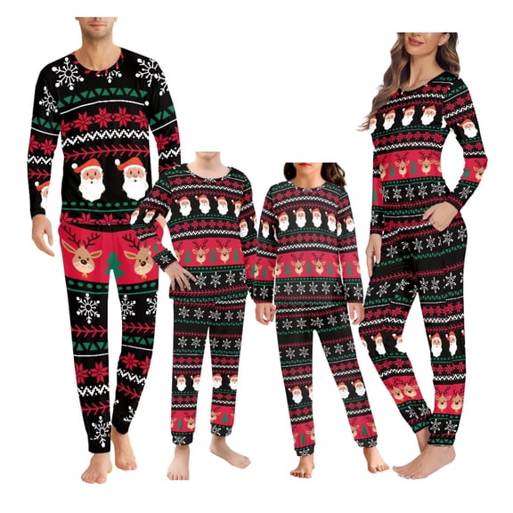 Renewold Christmas Family Pajamas Reindeer Snowflake Top and Pants for Vacation/Sport Lightweight Men Outfits Size S 2 Pieces Snug-Fit Pullover Sweatsuit