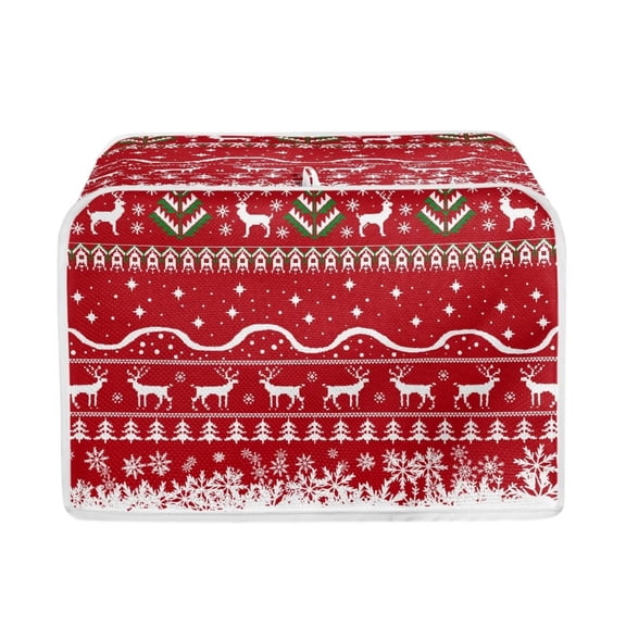 Renewold Christmas Reindeer Toaster Cover 4 Slice Snowflake Kitchen Bakeware Appliance Protector Cover Wide Slot Oven Dust Covers Scratchproof Bread Maker Cover