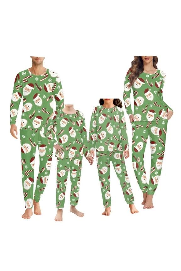 Christmas Theme Sleepwear for Women Size XS Long Sleeve Santa Candy Canes Family Pajamas Matching Sets Thermal Comfy Athletic Clothing Pants Set of 2