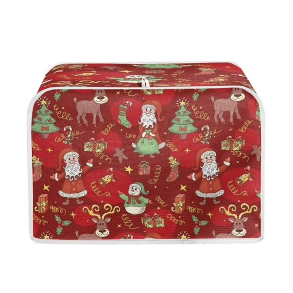 Renewold Christmas Theme Toaster Cover 2 Slice Recyclable Gingerbread Man Xmas Socks Wide Slot Toaster Appliance Cover Stain Resistant Dust Covers for Home Decoration