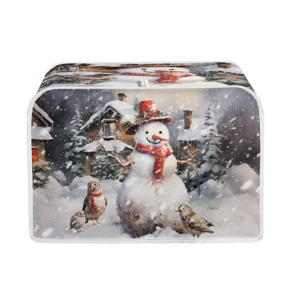 Renewold Christmas Toaster Cover 2 Slice Dustproof Winter Snow Wide Slot Oven Cover Snowman Birds Anti-Skid Anti Fingerprint Protective Covers for Home Microwave,Bread Maker